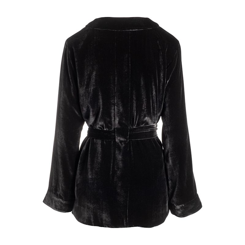 Silk Velvet Short Robe In Black | Je Mérite (I Deserve) | Wolf & Badger