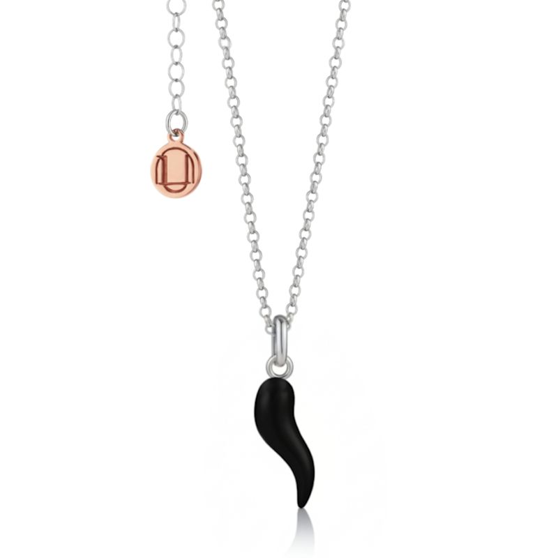 Men's Black Enamel Cornicello Necklace – Italian Horn Pendant In ...