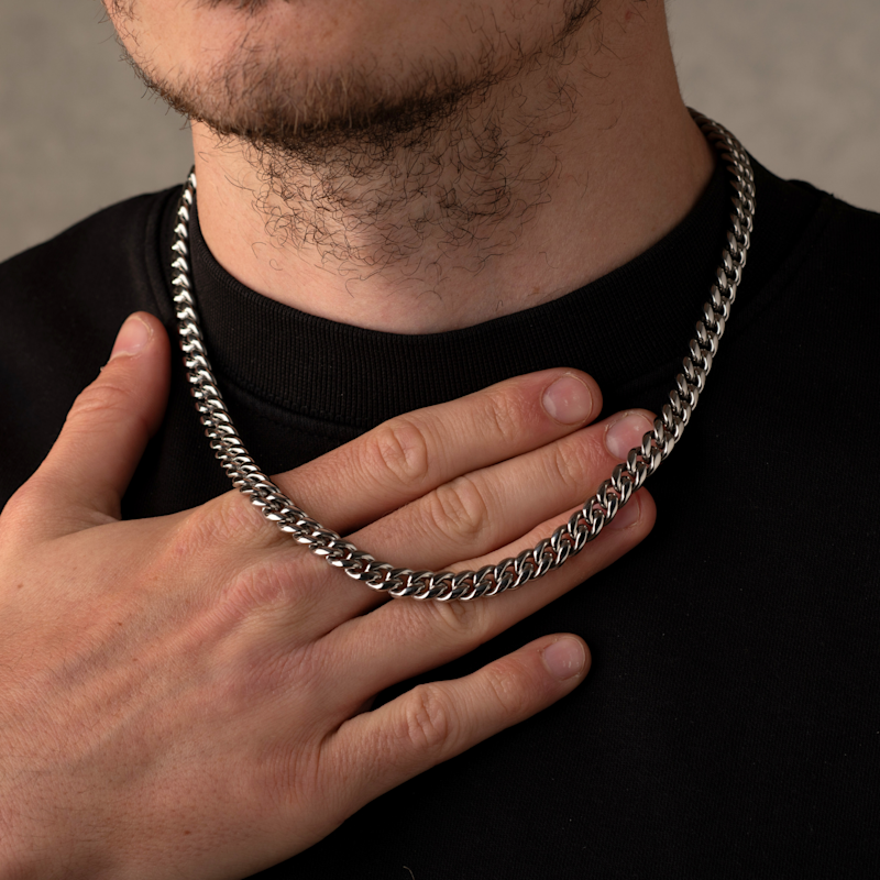 Silver Cuban Necklace | Outrage London | Wolf & Badger