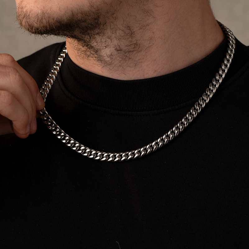 Silver Cuban Necklace | Outrage London | Wolf & Badger