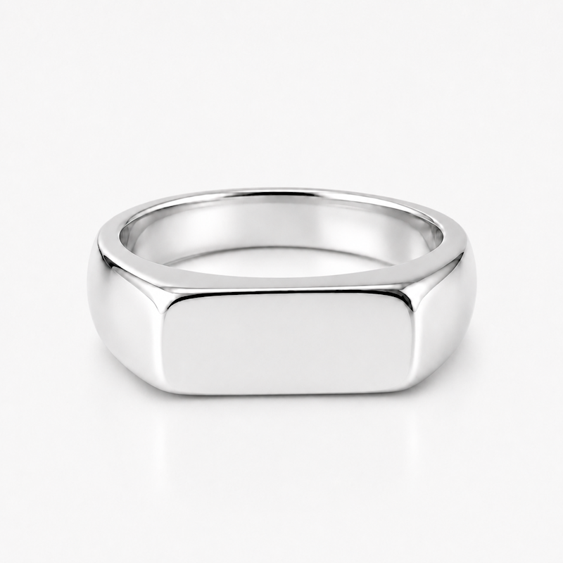 Silver Engraved Rectangle Signet Ring | Outrage London | Wolf & Badger
