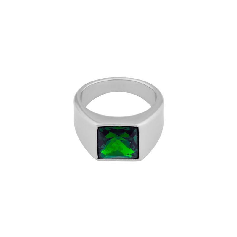 Silver Green Stone Signet Ring | Outrage London | Wolf & Badger