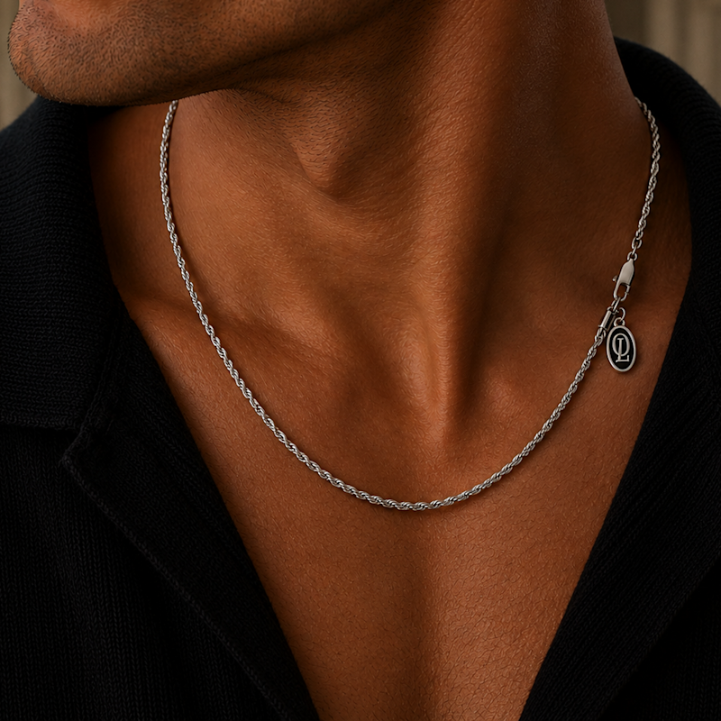 Silver Slim Rope Chain Necklace | Outrage London | Wolf & Badger