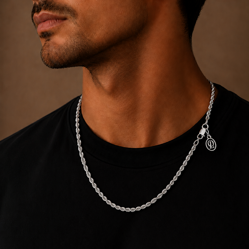 Silver Thick Rope Chain Necklace | Outrage London | Wolf & Badger