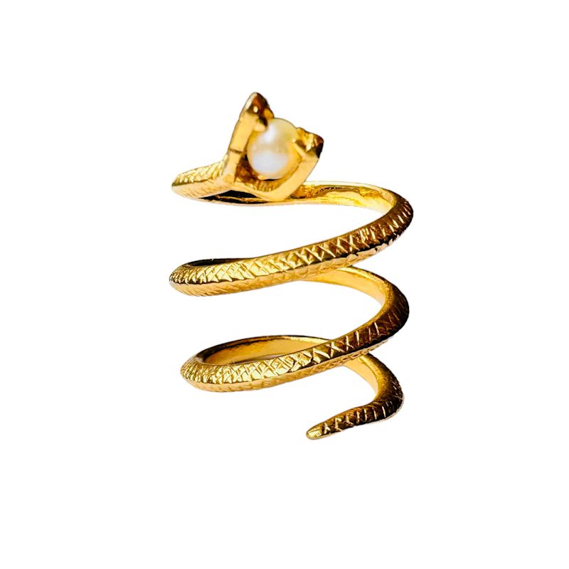 Snake Three-Coiled Gold Ring | AKI ROC JEWELRY | Wolf & Badger