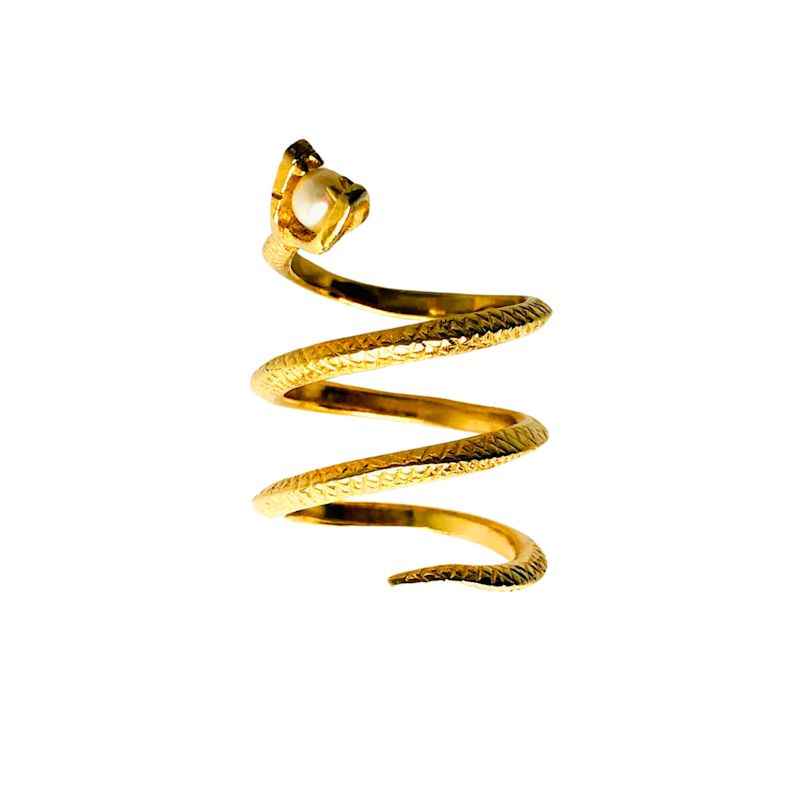 Snake Three-Coiled Gold Ring | AKI ROC JEWELRY | Wolf & Badger