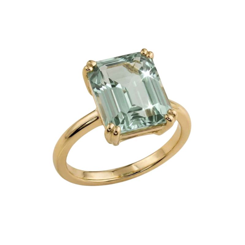 Solid Gold Green Quartz Ring - Luna | Dainty London | Wolf & Badger