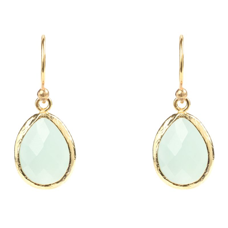 Latelita Orecchini Pendenti Petite Drop In Argento 925 Placcato Oro 22ct Con Pietre Calcedonio Aqua, 3 Cm, Gioielli Eleganti Donna, Regalo Con Scatola - 4