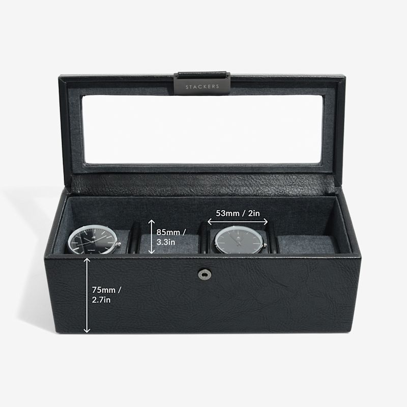 Stackers Black Four Piece Watch Box | Stackers | Wolf & Badger