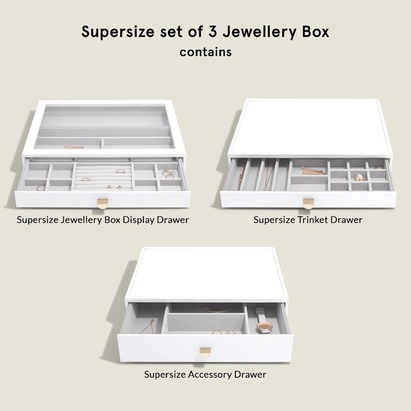 Stackers Supersize White Pebble Set Of Three Drawers Jewelry Box ...