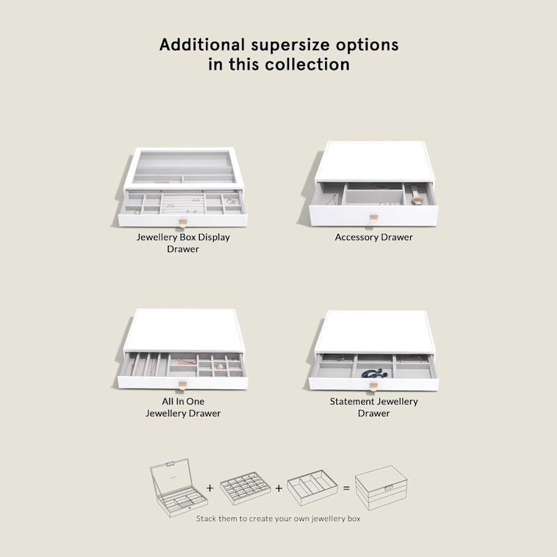 Stackers Supersize White Pebble Set Of Three Drawers Jewelry Box ...