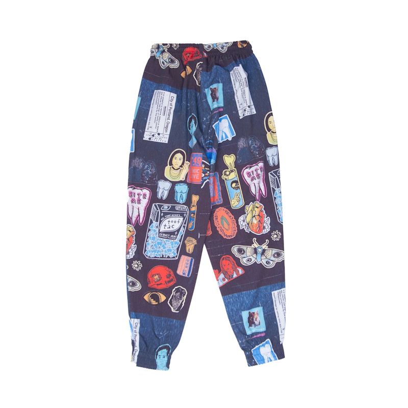 Trousers In Black With Stickers Design - Recycled Fabric W ...