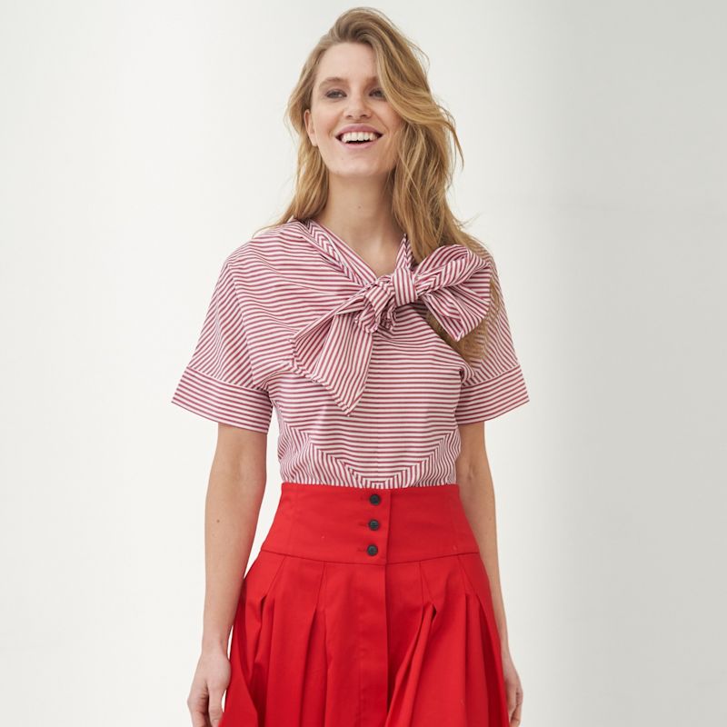 Striped blouse with bow main image 0