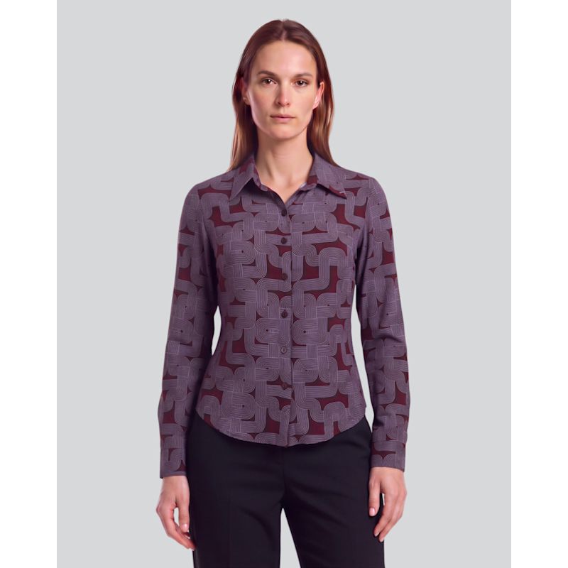 Sutton Blons Geo Port Women's Stretch Silk Long-Sleeve Shirt | Lords of ...