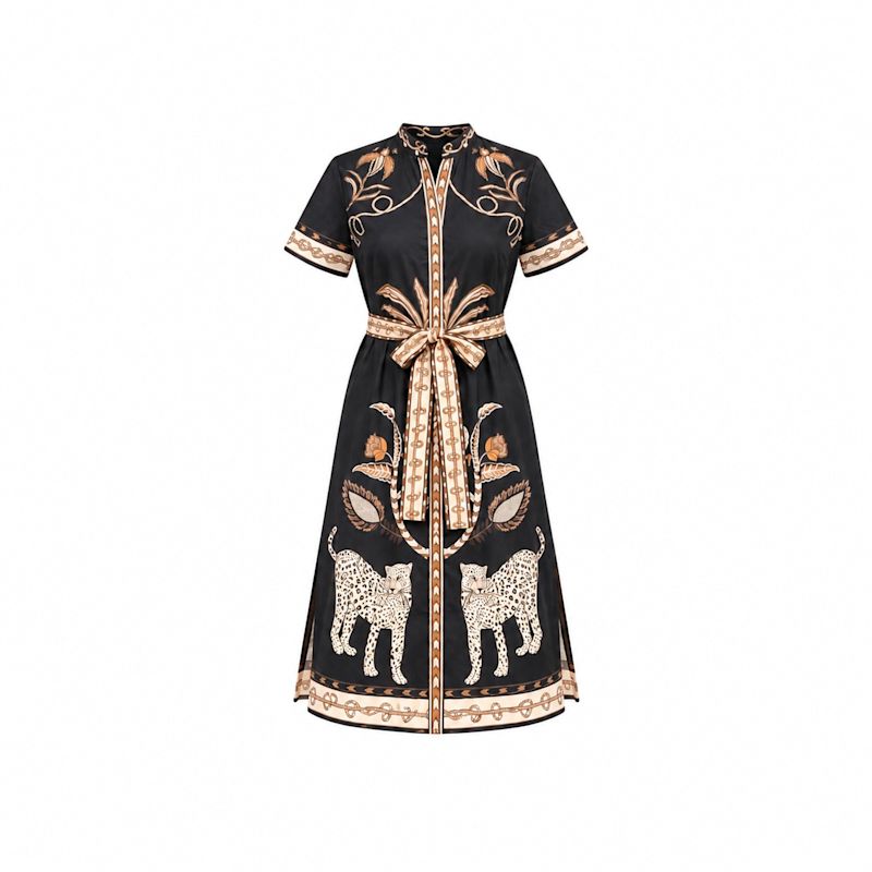 Sydney Shirtdress | Oasis Black- Women’s Black Safari Leopard Print ...