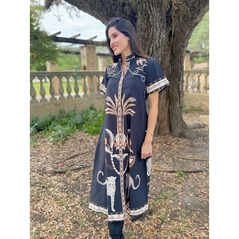 Sydney Shirtdress | Oasis Black- Women’s Black Safari Leopard Print ...
