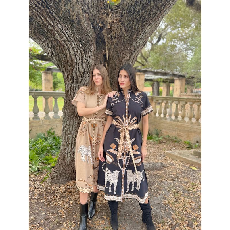 Sydney Shirtdress | Oasis Black- Women’s Black Safari Leopard Print ...