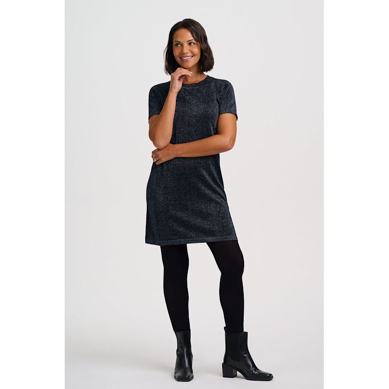 Talara Sparkly Knitted T-Shirt Dress Teal | Sugarhill Brighton | Wolf ...