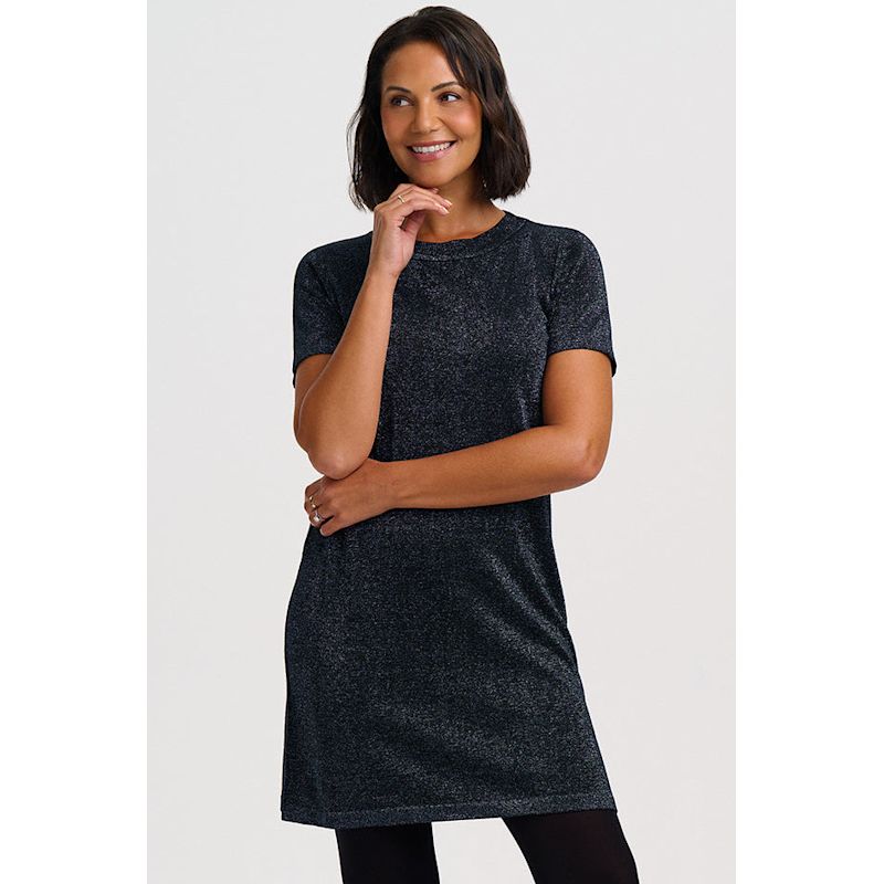 Talara Sparkly Knitted T-Shirt Dress Teal | Sugarhill Brighton | Wolf ...