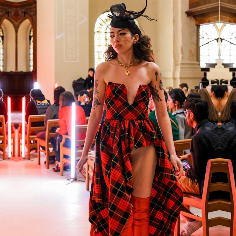 tartan dress Red Tartan Flutter Sleeve Midi Dress Red Tartan PRINT / L / H23207