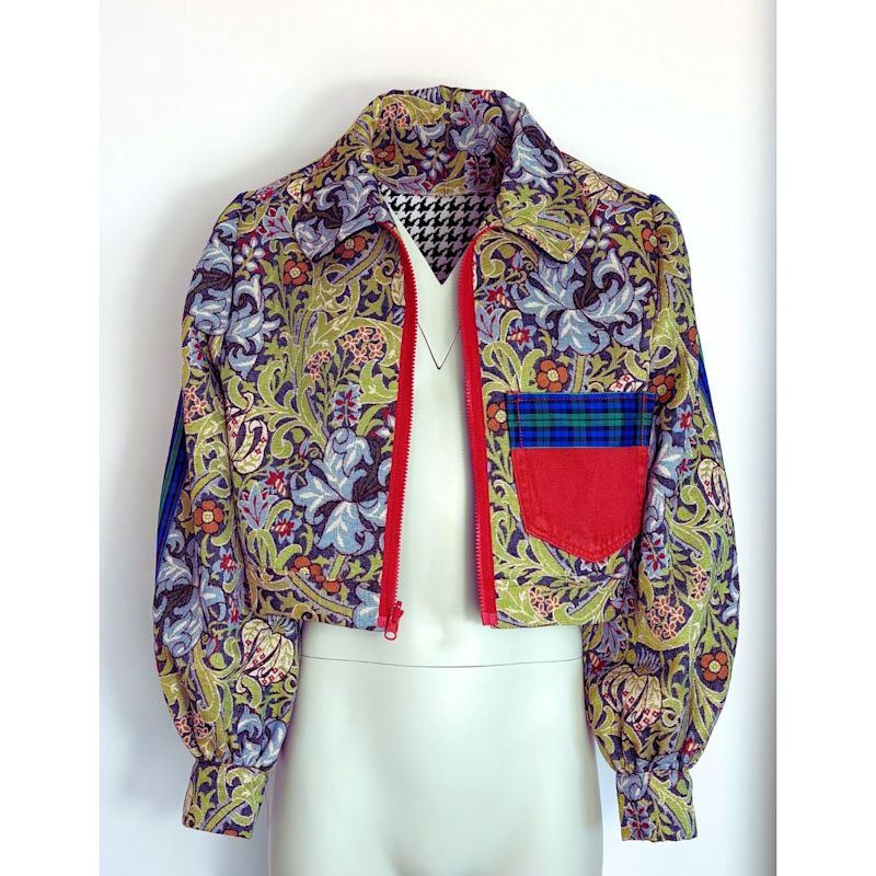 Tartan Floral Upcycled Tapestry Jacket | Couture To Your Door | Wolf ...