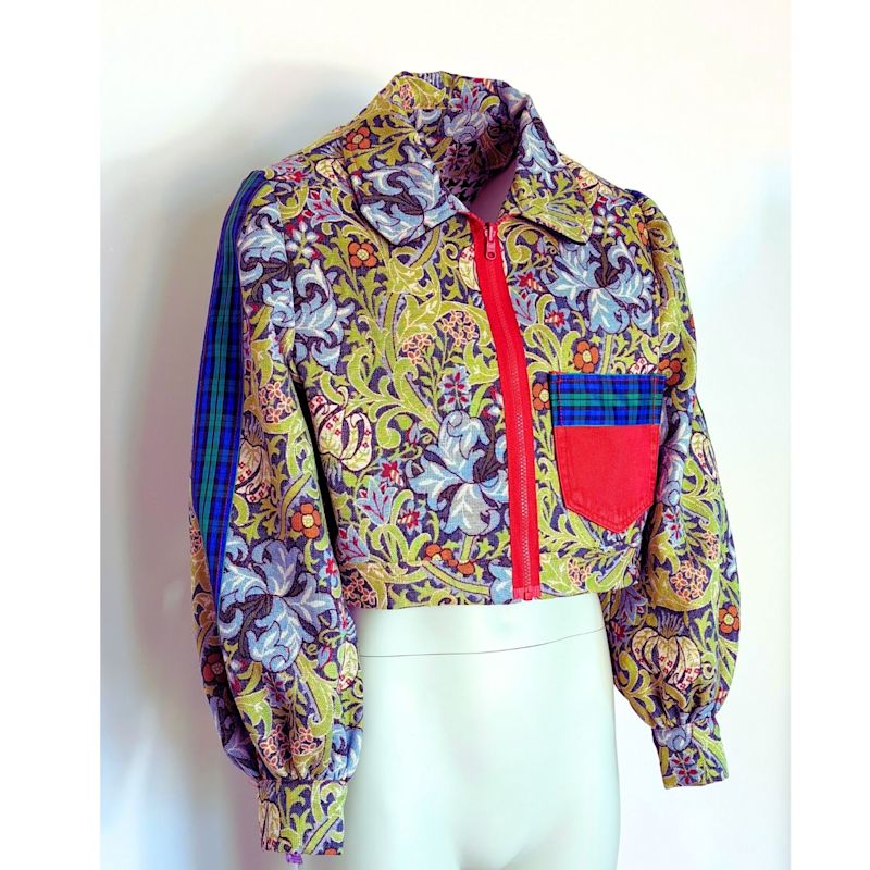 Tartan Floral Upcycled Tapestry Jacket | Couture To Your Door | Wolf ...