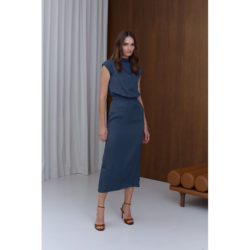 TESSA red short kimono sleeves midi dress