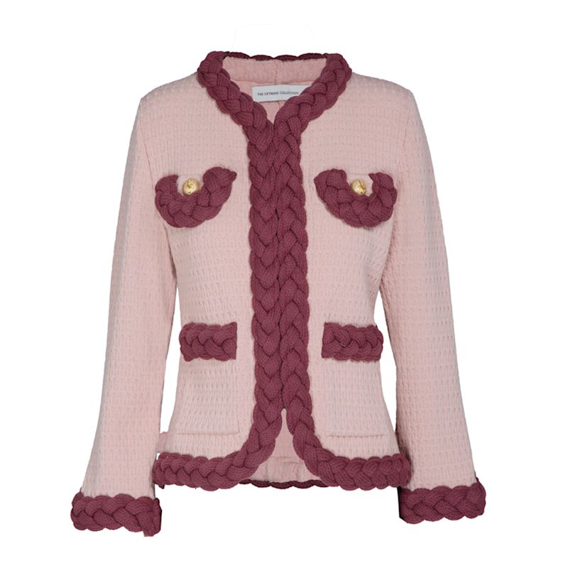 Textured Knit Beatrice Jacket With Braided Accents And Pockets | The ...