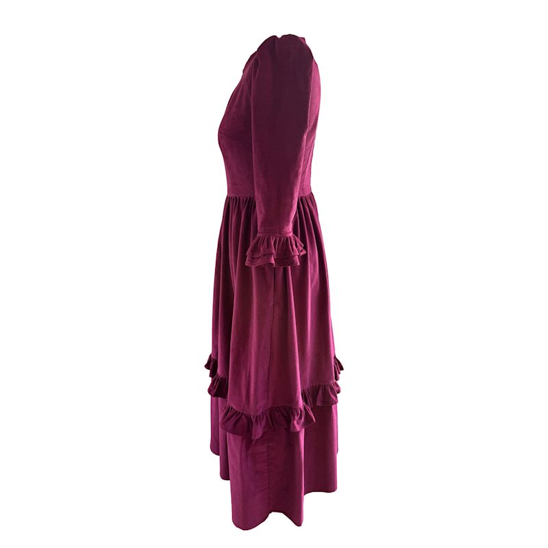 The Felicity Dress - Burgundy Fine Cord | The Well Worn | Wolf & Badger