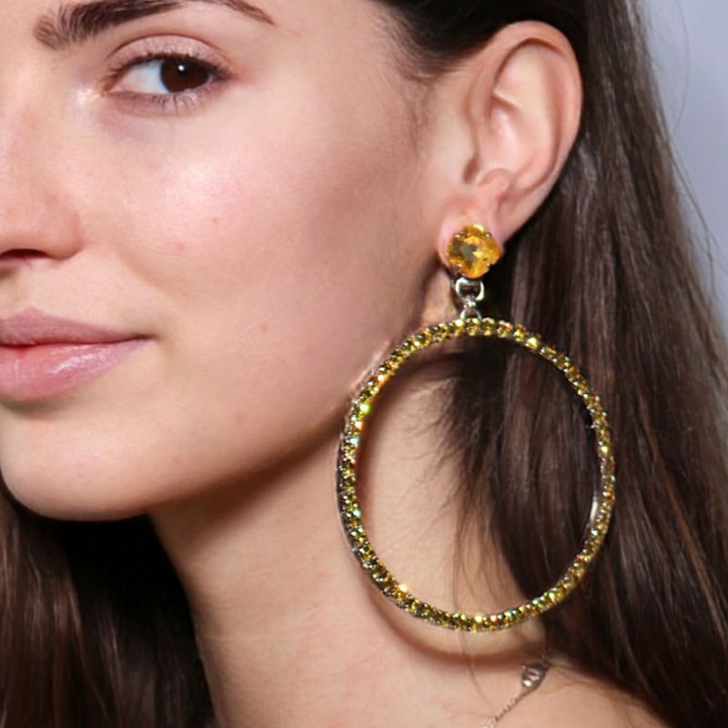 The Large Yellow Hoop Earrings In Platinum - Pierced | VICKISARGE ...