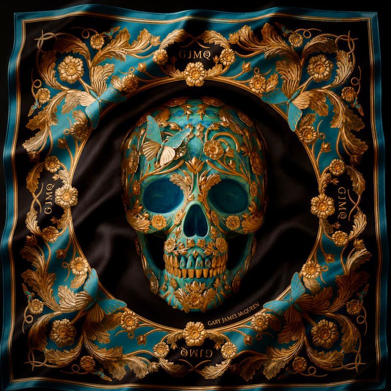 The Midas Skull Foulard - Teal Edition | GaryJamesMcQueen | Wolf & Badger