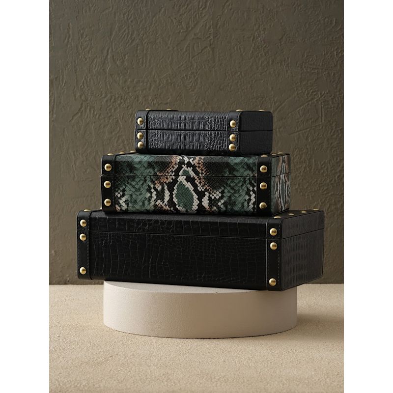 Three Piece Snake Leather Storage Box Set | MARLETH | Wolf & Badger
