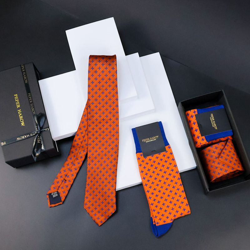 Tie Men’S Gift Box - Crosslet Orange | Peper Harow - Made in England ...