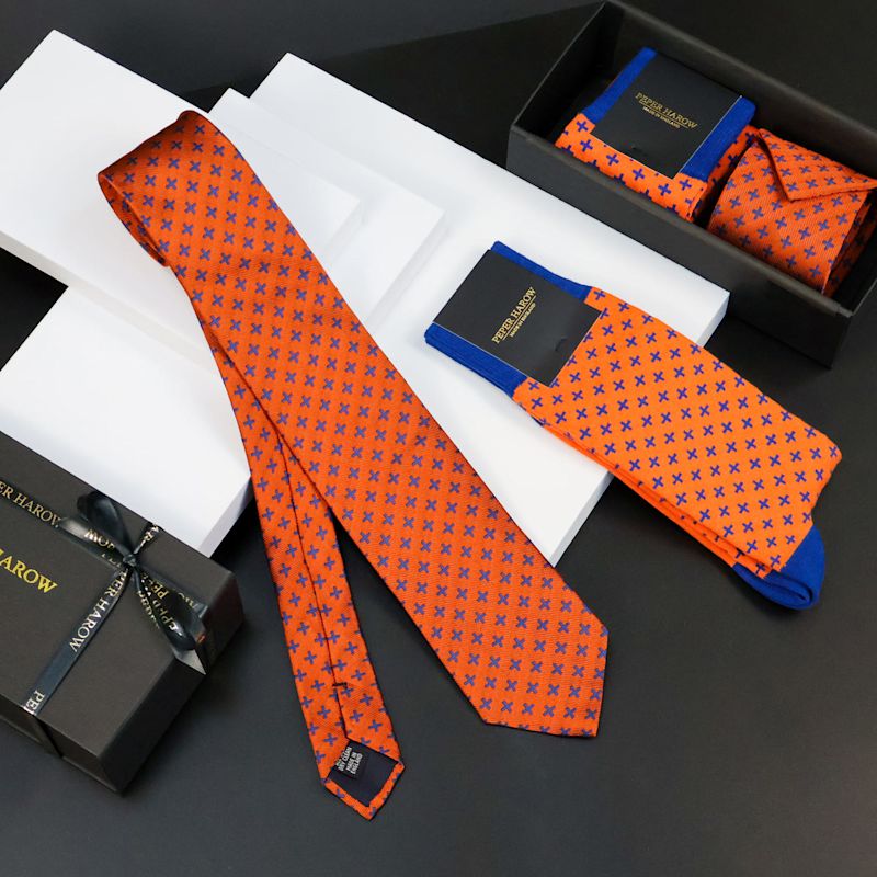 Tie Men’S Gift Box - Crosslet Orange | Peper Harow - Made in England ...