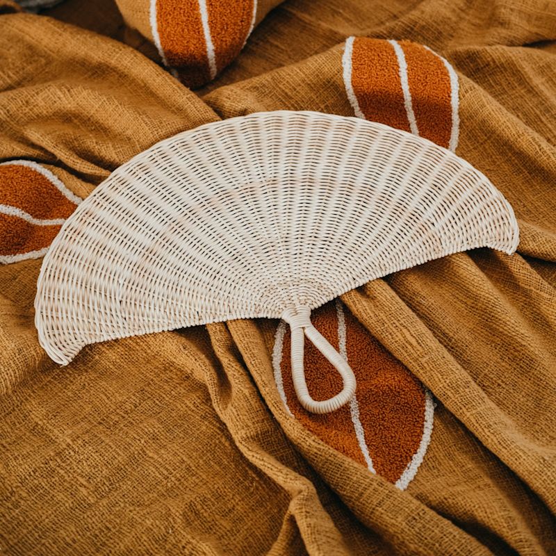 Fancy Handmade Rattan Fan | Pink Haley | Wolf & Badger