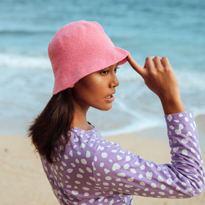 FLORETTE Crochet Bucket Hat In Nude White