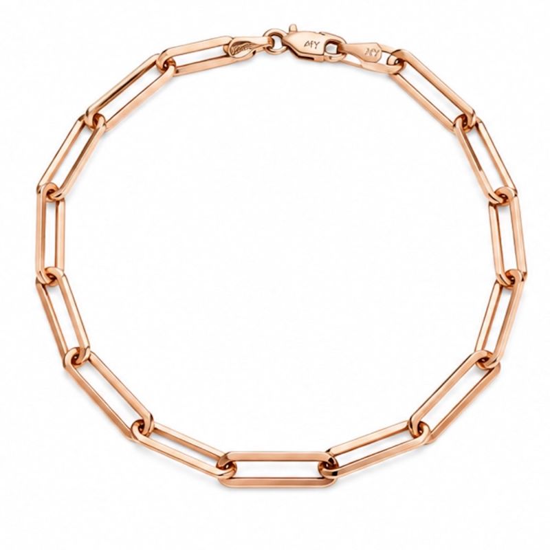 Unisex 14K Solid Rose Gold Paperclip Chain Bracelet | ECCE Artisan ...