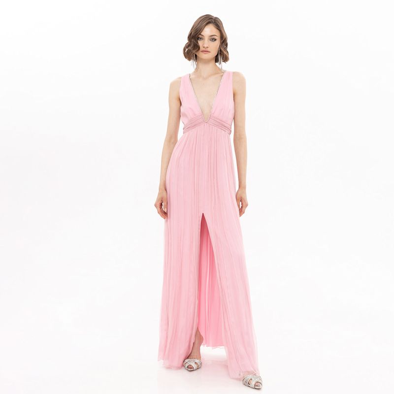 Nissa V-Neck Sleeveless Maxi Dress - Pink