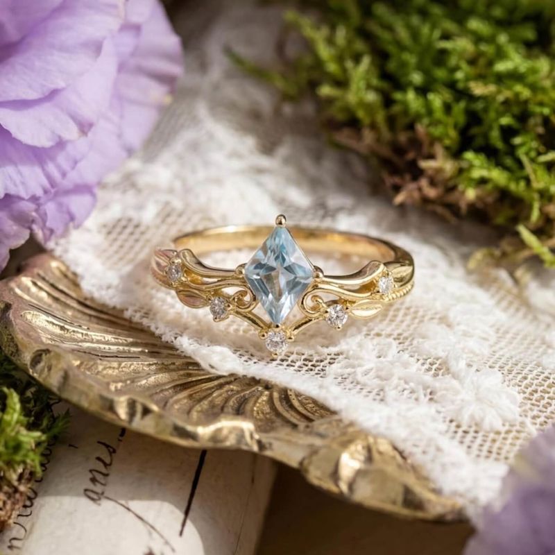 Victorian Lace Sky Blue Topaz Ring Yellow Gold Vermeil© | Azura Jewelry ...