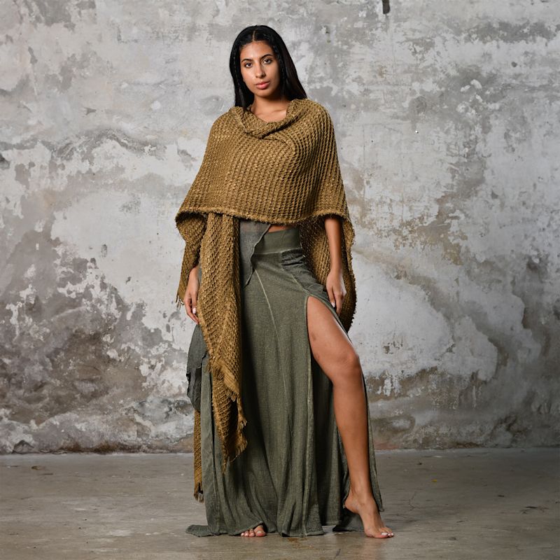 Waffle Poncho Desert Sand - Boho Unisex Poncho | Zhenabia | Wolf & Badger