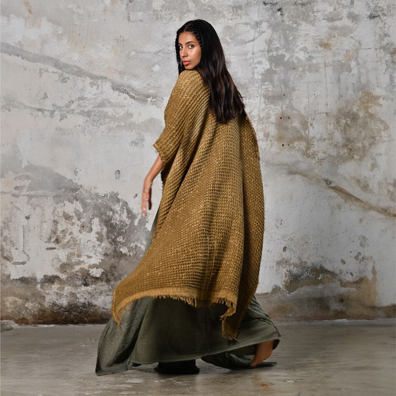 Waffle Poncho Desert Sand - Boho Unisex Poncho | Zhenabia | Wolf & Badger