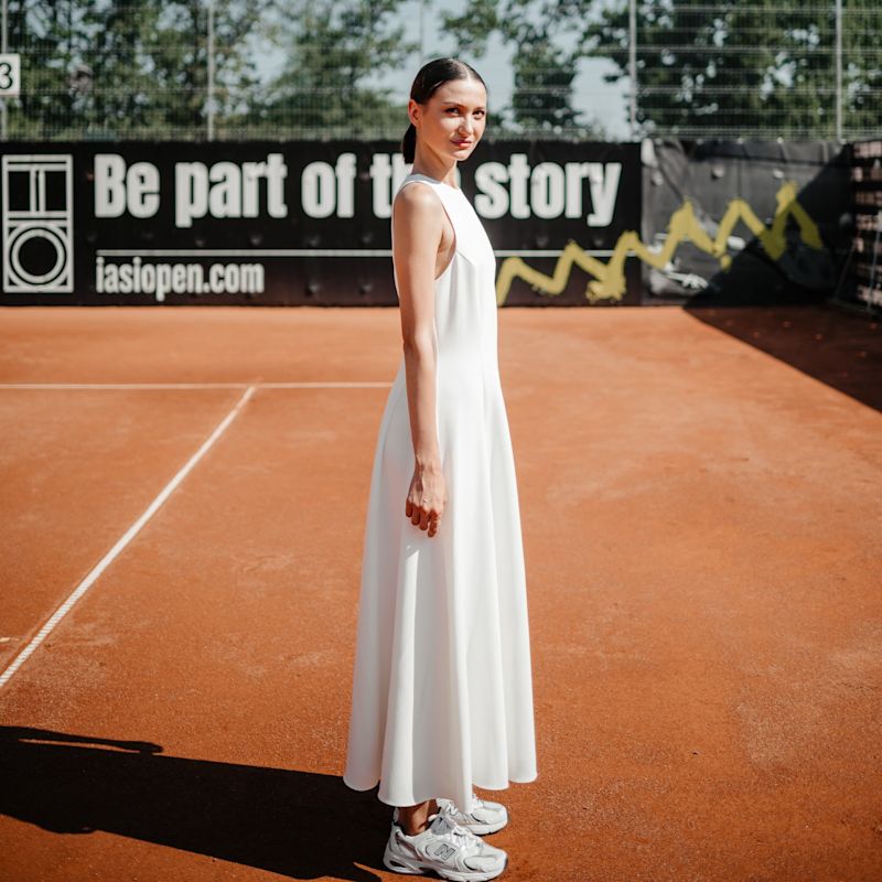 knee length dresses for ladies Honora Modal Off-Shoulder Open-Back Maxi Dress in Ivory main image 0