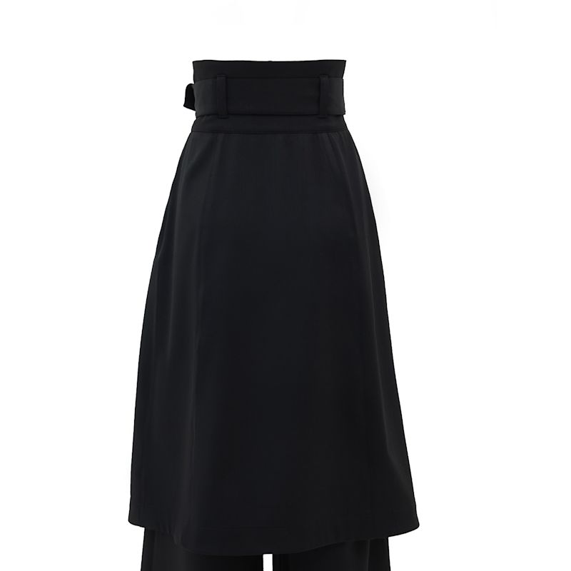 Wide Leg Trousers With Skirt Overlay Black | Julia Allert | Wolf