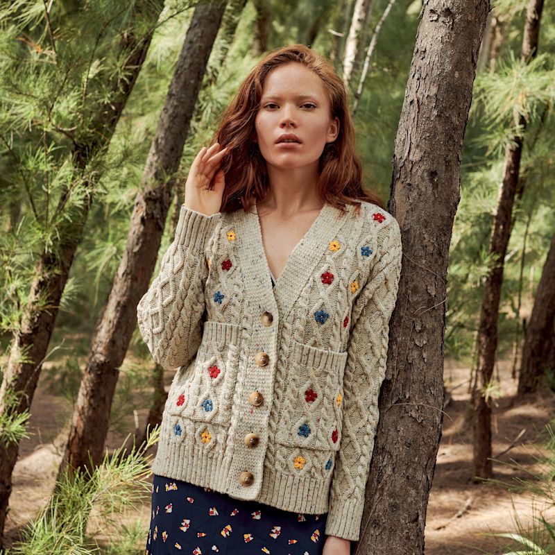 Wild Flower Cardi In Natural | GiGi Knitwear | Wolf & Badger