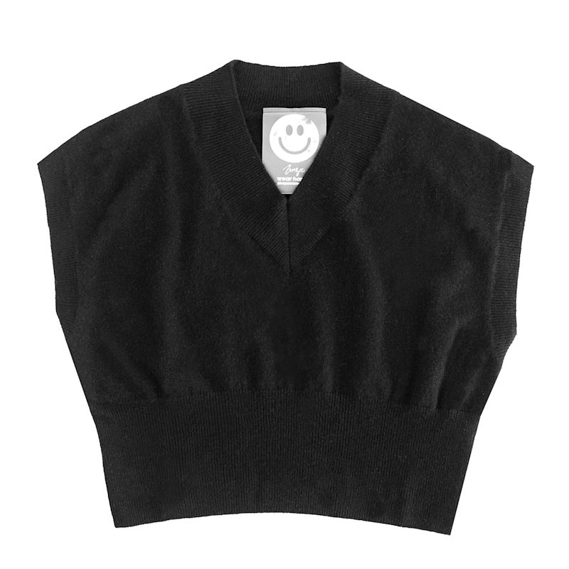 Cashmere Cropped Sweater Vest - Black | Zenzee | Wolf & Badger
