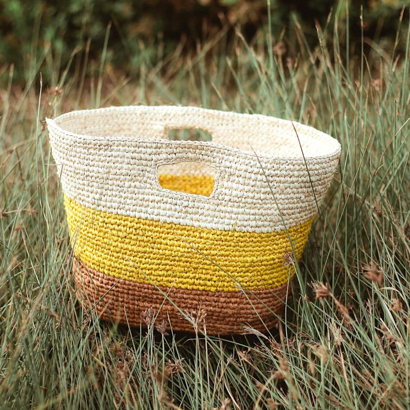 SAYAN Raffia Tote Bag, in Red & Blue