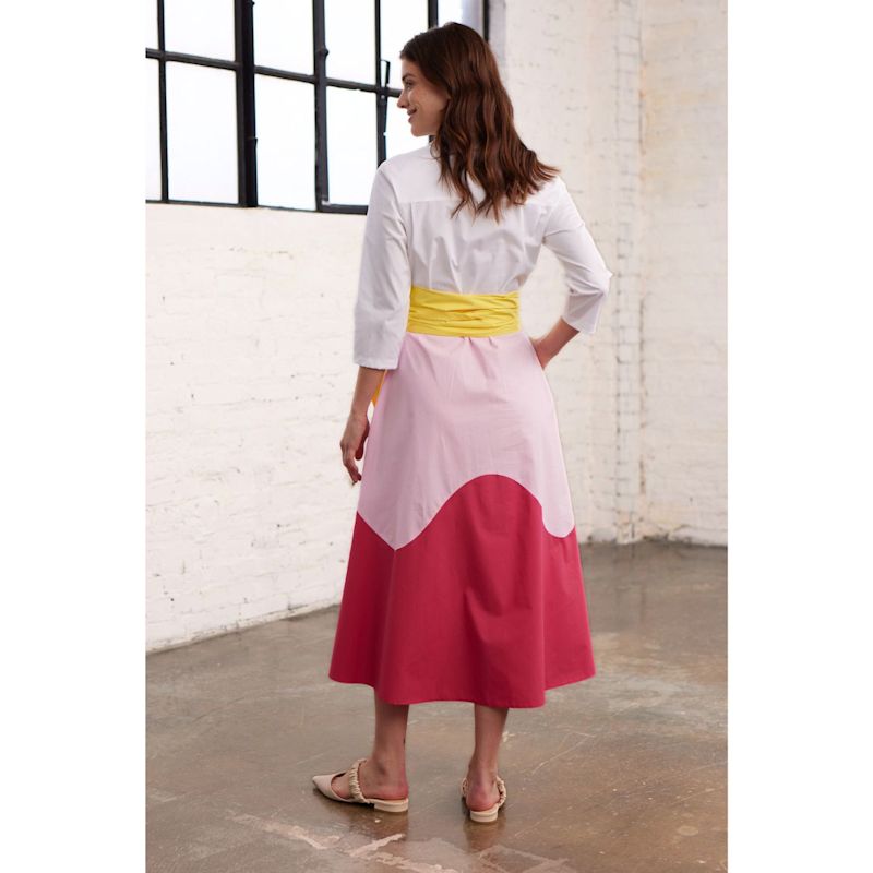 Yellow Pink Wave Colorblock Shirt Dress | Marianna Déri | Wolf & Badger
