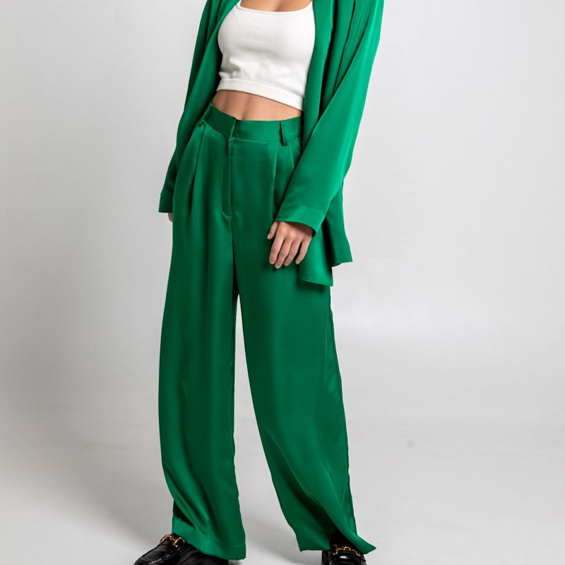 Emerald Green Songket Round neck Pants Set