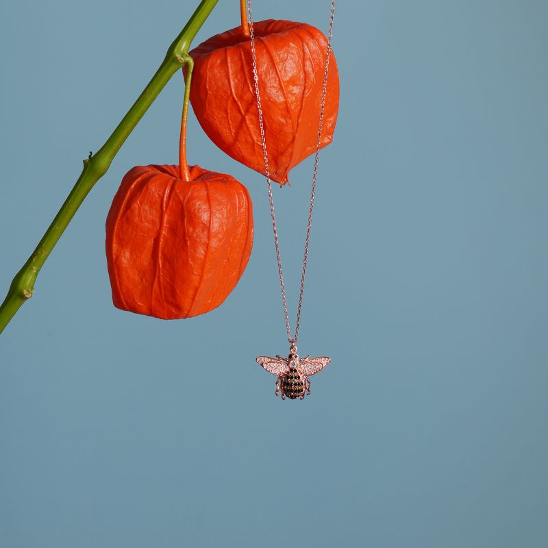 Honey Bee Pendant Necklace Gold image