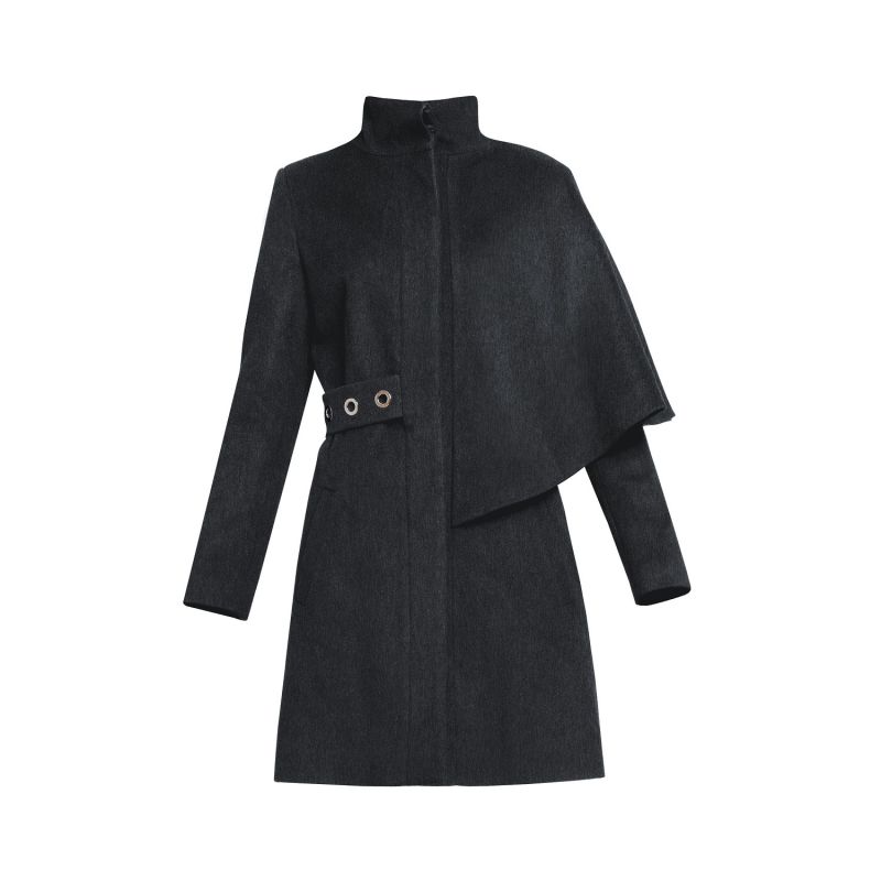 Mayfair Asymmetric Charcoal Wool Blend Coat image